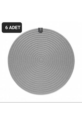 Upeka 6'lı Jütip Supla Yuvarlak Amerikan Masa Servis Gri Renk28cm Gri