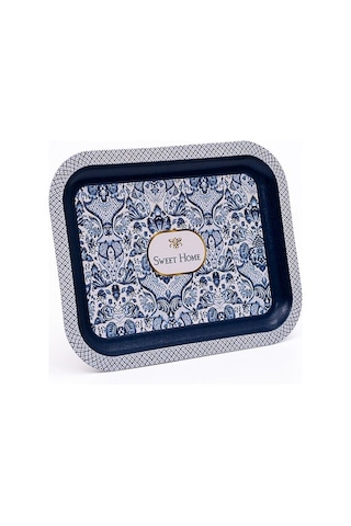 Lisbon Desenli Metal Klasik Tepsi, 23,3 X 30,7 Cm Desenli