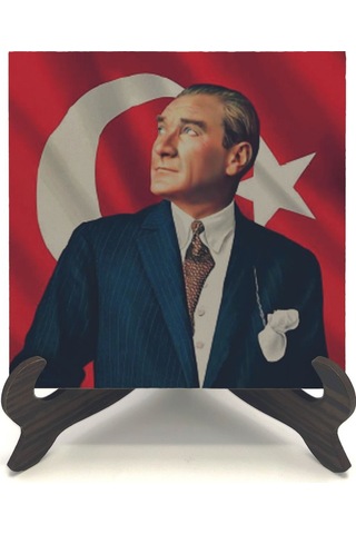 Mustafa Kemal Atatürk Baskılı Mdf Masaüstlük 10x10 718
