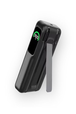 10000mah 22.5w Type-c Lightning Kablolu/kablosuz Standlı Telefon/saat Şarj Lcd Magsafe Powerbank Black