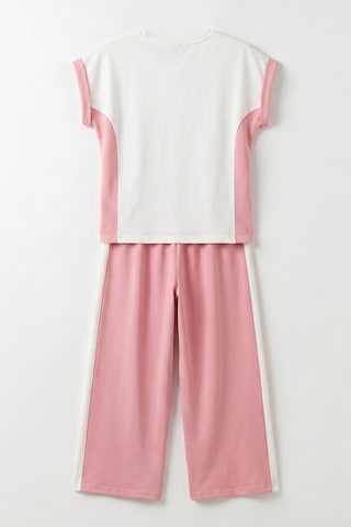 Joy Kids Kız Çocuk Duble Kollu Oversize Delüx Rahat Takım 11-14yaş Beyaz-pembe Beyaz - Pembe