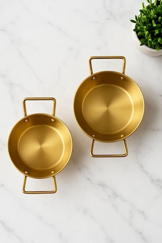 Morponi 2'li Gold Çelik Sunumluk 10 Cm & 12 Cm Altın
