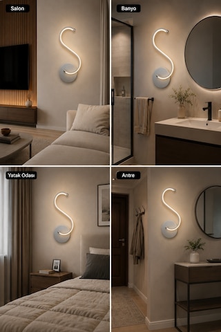 AvizeGO Simon Modern Led Duvar Apliği Günışığı Gri