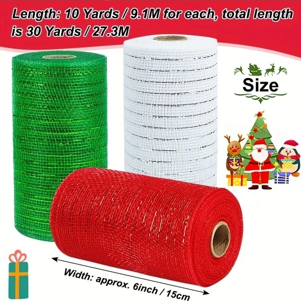 Trendooze Yeşil 6 Inç X 30 Feet Dekoratif Mesh Şerit Yılbaşı Parti Süsleme