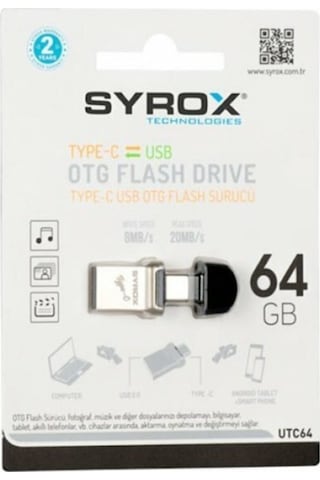 Syrox Type-c Ve Usb 2.0 Usb Flash Bellek 64 Gb. Otg Çift Giriş