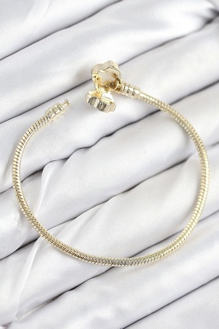 Pirinç Charm Zirkon Taşlı Yonca Model Gold Renk Kadın Bileklik - Tj-bb7805 Çok Renkli