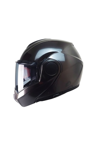 Motosiklet Kask Modüler 180 Derece Çene Açılır Abs Material Jeans Motorcu Kaskı- Siyah
