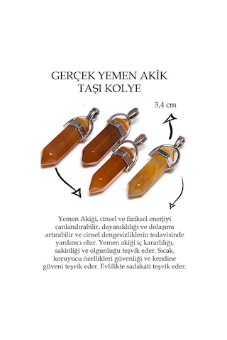 Erilsa Sertifikalı Çivi Kesim Yemen Akik Taşı Kolye Çok Renkli