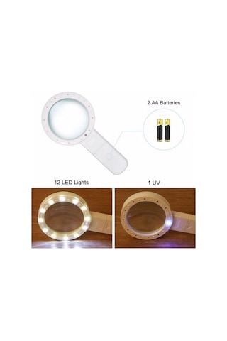 30x Büyütme 107 MM Özel Çift Cam 12 Led Işıklı Büyüteç
