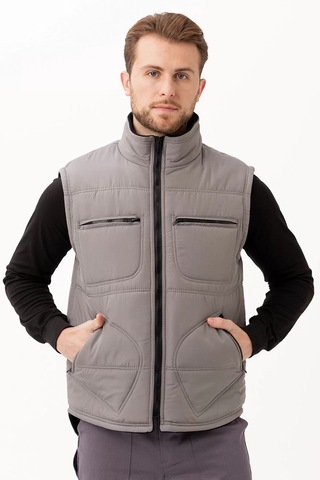 Kışlık Su Geçirmez Çok Cepli Yelek Isı Yalıtımlı Melesa İş Outdoor Suya Sıcak Tutucu Gri