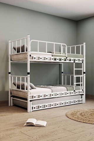 Argimo Zambak Yavrulu Metal Ranza Ve Karyola Beyaz 90 x 190