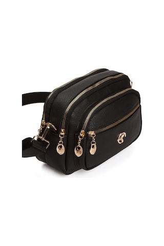 Kadın Çapraz Askılı Günlük Siyah Ve Vizon Omuz Çantası 2 Adet Siyah - Vizon