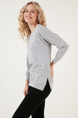 Lela Pamuklu Regular Fit Bisiklet Yaka Basic Bayan Sweat 5863569 Gri Melanj