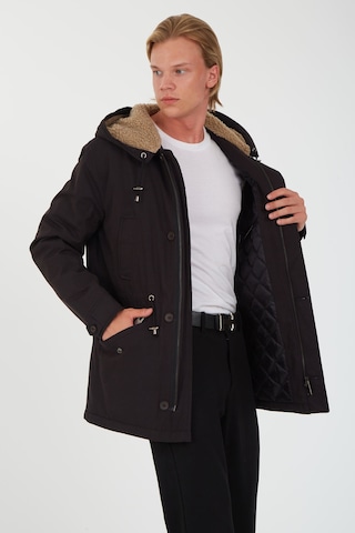 Sposo 1737 Su Itici Ve Rüzgar Geçirmez Kapşonlu Siyah Erkek Kaban Siyah