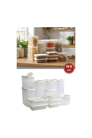 15 Li Buzdolabı Düzenleyici Set, Buzluk Dondurucu Buzdolabı Erzak Saklama Kabı 15 Li Set 16 Litre Şeffaf
