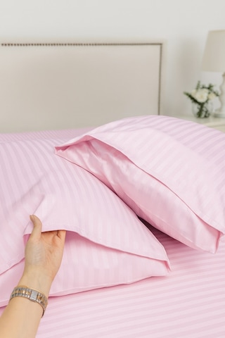 Çizgili Saten 2'li Yastık Kılıfı Pembe