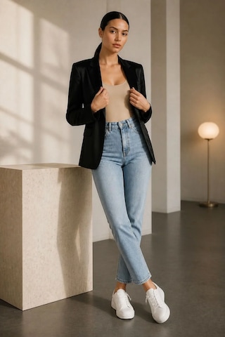 Layal My Beauty Jeannine Kadın Jeans Yüksek Bel Mom Boyfriend Dar Paça Denim Kot Pantolon Buz Mavi