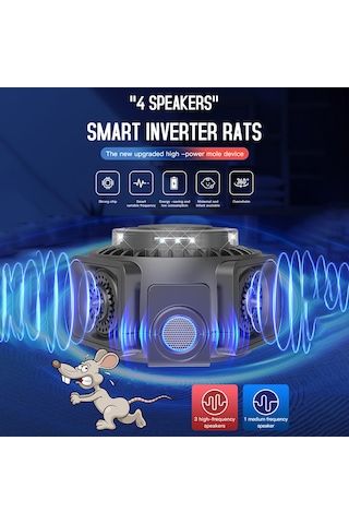 Yaozixa Siyah 360 Derece Aydınlatmalı Güçlü Fare, At, Mus, Sinek, Karınca, Yarasa Kovucu - Avrupa Standartı Abs Malzeme, 25-65khz, 300m² Kapsama