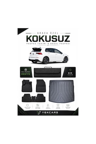 Volkswagen Golf 8 Manuel 2025 Model Aracınıza Özel 4d Kauçuk Paspas Takımı Ve Alt Bagaj Havuzu