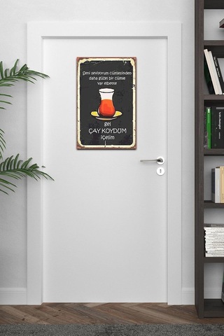 Gel Çay Koydum Içelim Retro Vintage Drtr0002 Ahşap Mdf Tablo