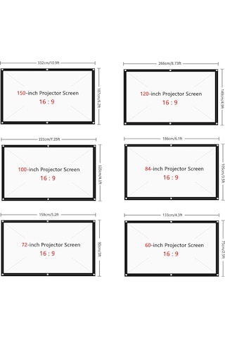 Maiyame 72 İnç 16:9 Portatif Katlanabilir Poliester Projektör Perdesi - Taşınabilir Yumuşak Ekran