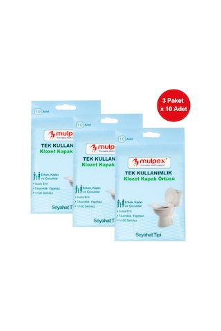 Mulpex Tek Kullanımlık Suda Çözünür Klozet Kapak Örtüsü 3 x 10'lu