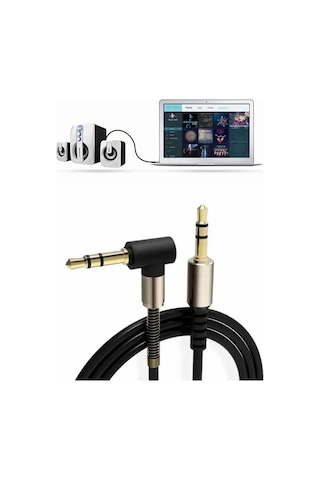 Woody Sofia 3.5mm Aux Kablosu Jak Erkek Erkek L Tipi 1 Metre Ses Aktarım Kablosu