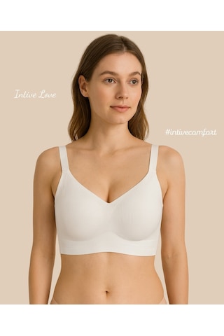 Intive Pureform Balensiz Dikişsiz Kopçasız Dokulu Seamless Bralet Ekru