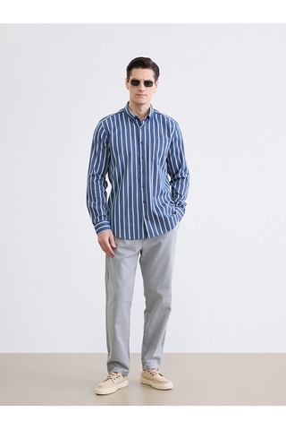 Lcwaıkıkı Classic Lacivert Regular Fit Çizgili Armürlü Erkek Gömlek