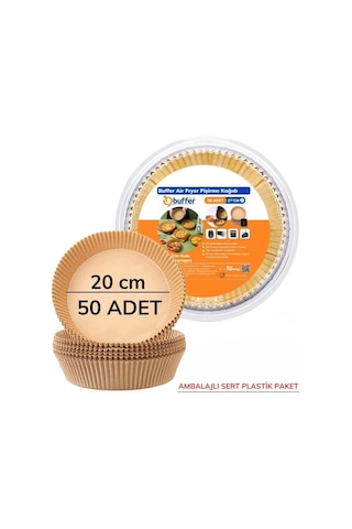 50 Adet 20 Cm Air Fryer Pişirme Kağıdı Tek Kullanımlık Yağ Geçirmez Yuvarlak Tabak Model Pvc Çok Renkli
