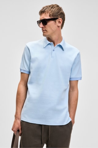 Grimelange LAPORTE Erkek Dokulu Kumaşlı Slim Fit Mavi Polo Yaka T-shirt