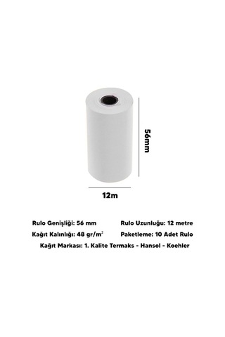 56x12 600 Adet Rulo Koli Termal Pos Rulosu / Pos Kağıdı
