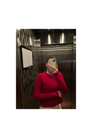 Genel Markalar Kadın Krımızı Bisiklet Yaka Düğmeli Basic Triko Hırka Uzun Kollu Günlük Hırka Kırmızı 923250003 Kırmızı
