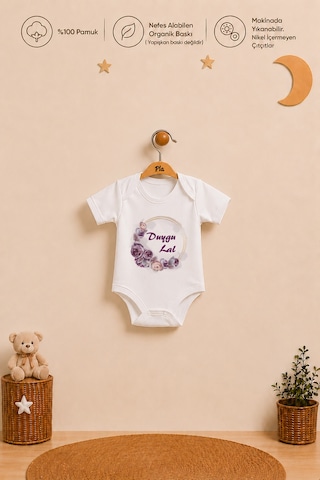 Pia Baby Kız Bebek İsme Özel Hediye Seti %100 Pamuk Body Yastık Kılıfı Ve Ham Bez Bebek Kıyafet Kesesi 2052bykyx Ekru