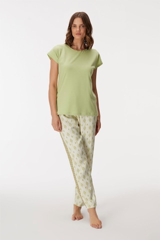 Anıl Kadın Bisiklet Yaka Detaylı Kısa Kollu Pijama Takım Yeşil