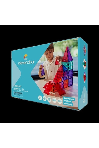 Cleverclixx Stairs Set Manyetik Bloklar, Intense 34 Parça