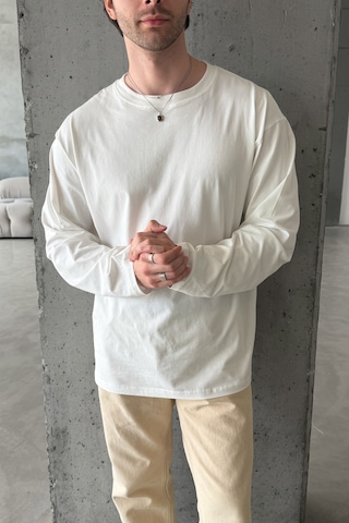 Erkek Oversize Uzun Kollu Basic T-shirt Beyaz