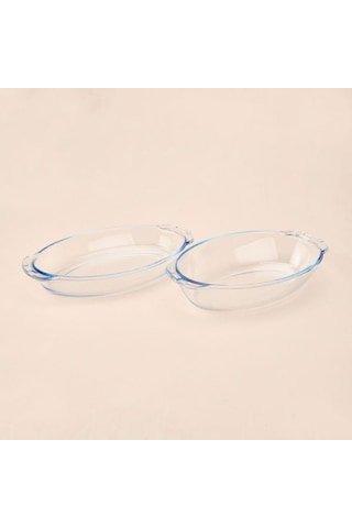 Masterchef Twin Isıya Dayanıklı Oval Cam Tencere Seti - Şeffaf Şeffaf