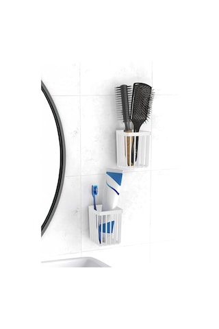 Ata Home 2'li Set Yapışkanlı Diş Fırçalık, Saç Fırçası Tarak Düzenleyici, Banyo Düzenleyici Banyo Rafı Beyaz Ata Home 2'li Set Yapışkanlı Diş Fırçalık, Saç Fırçası Tarak Düzenleyici, Banyo Düzenleyici Banyo Rafı Beyaz