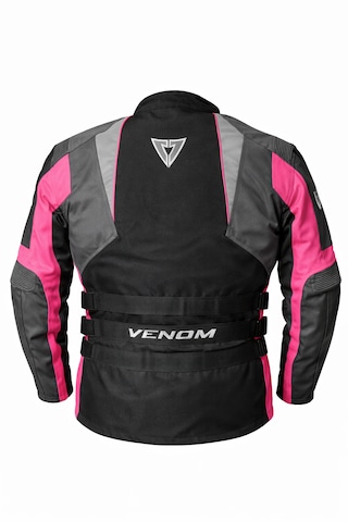Venom Tourex Gri Siyah Pembe Su Geçirmez Kadın Motosiklet Montu Kalıplar Dardır