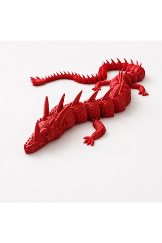 55 Cm Hareketli 3d Baskı Kırmızı Ejderha Figürü Eklemli Dragon Dekoratif Koleksiyonluk Fantastik Masaüstü Süs
