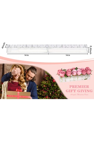 Yaozixa Modern Akrilik Çiçeklik - 35x10x6.5cm, 14 Delikli, Şık Ve Dayanıklı Ev Dekorasyonu Şeffaf