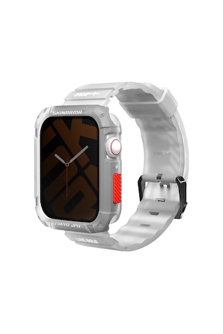 Watch 7 45mm Kordon Skinarma Kurono Sert Pc Kasa Koruyucu Ve Shokku Silikon Strap Kayış Beyaz Beyaz