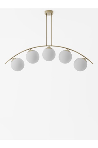 Lal Modern Eskitme 5 Li Beyaz Cam Küre Avize Yay Formlu