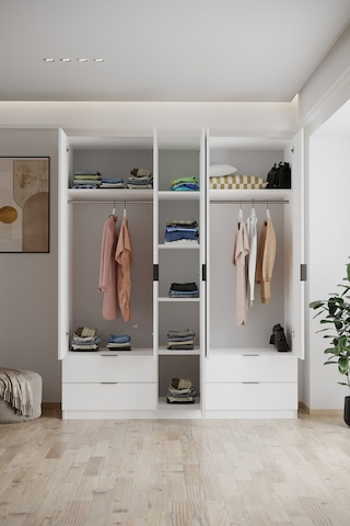 Evdemo Yakut Aynalı 5 Kapaklı 4 Çekmeceli Gardırop 210 Cm Beyaz