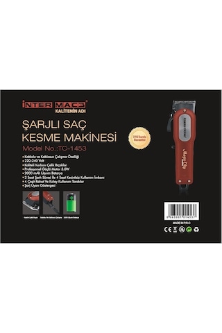 Inter Mac3 TC-1453 Moser Style Saç Sakal Kesme Makinesi