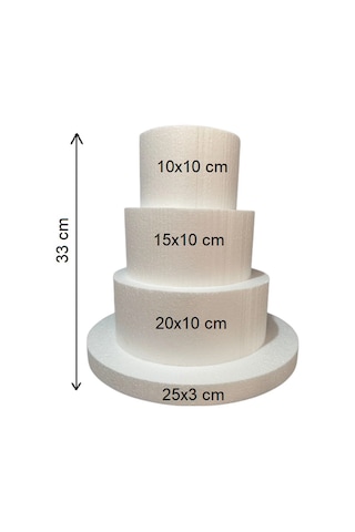 Strafor 3 Katlı Maket Pasta 10x10-15x10-20x10 Cm Tabanlık 25x3 Cm 0 Strafor 3 Katlı Maket Pasta 10x10-15x10-20x10 Cm Tabanlık 25x3 Cm 0