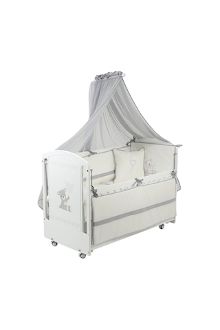 Meltem Kids Sweet Bear Anne Yanı Ahşap Sallanır Beşik 60x120 Cm Beyaz-bear Beyaz