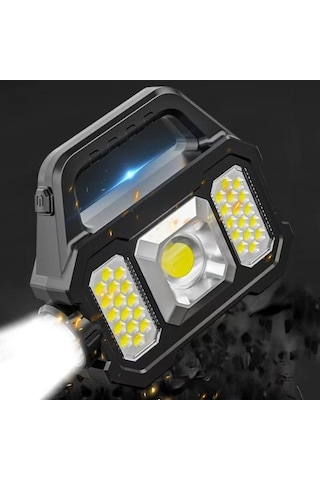 Novahub Taşınabilir Super Parlak Led Çalışma Işığı Kamp Işığı Güneş Usb Şarj El Feneri Soğuk Siyah Siyah