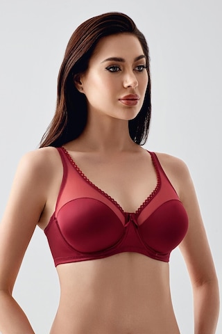 New Bra Kadın C Kap Balenli Tül Detaylı Toparlayıcı Sütyen Bordo 2304 Bordo